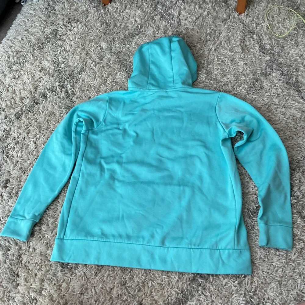 Nike Dri-FIT Just Do It Hoodie Womens Large Turquoise Blue Pullover Sweatshirt